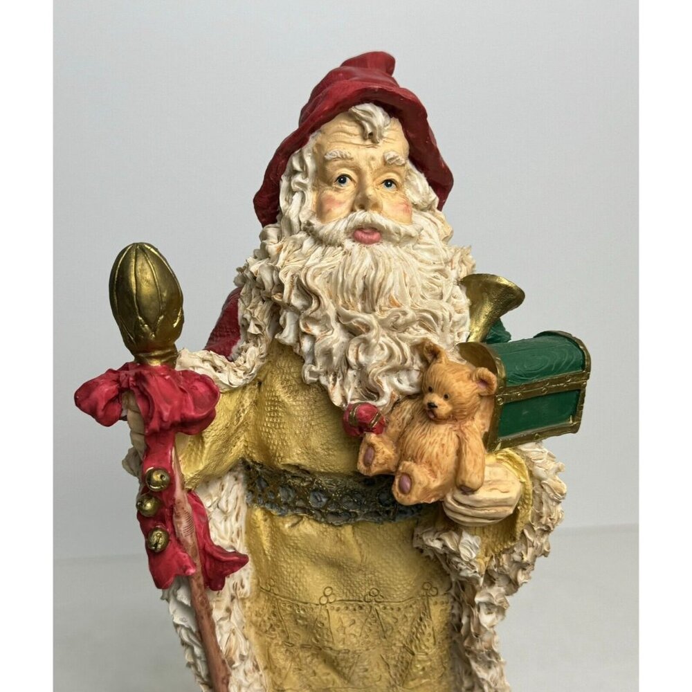 Vtg Musical Santa Figurine Wooden Base 12" Tall O Tannenbaum Wind Up Red Cape - Picture 4 of 16